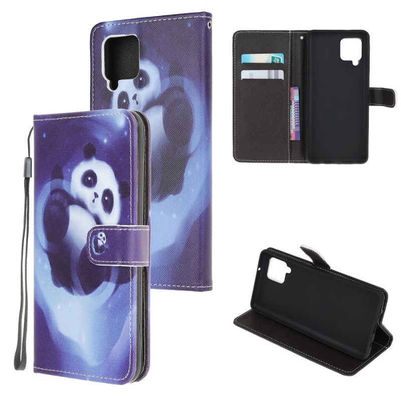 Etui Folio Samsung Galaxy A12 Przestrzeń Panda Ze Stringami