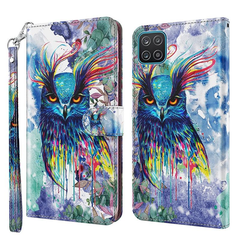 Etui Folio Samsung Galaxy A12 Ptak Akwarelowy