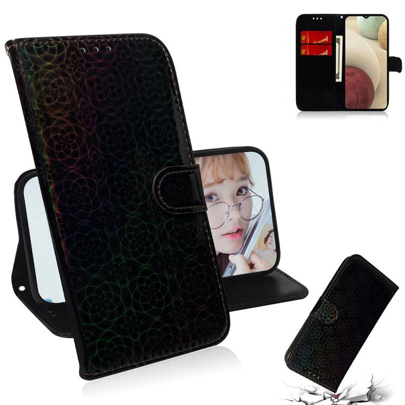 Etui Folio Samsung Galaxy A12 Szary Czarny Czysty Kolor