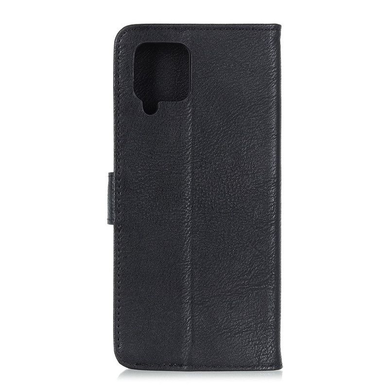 Etui Folio Samsung Galaxy A12 Szary Czarny Imitacja Skóry Khazneh Etui Ochronne