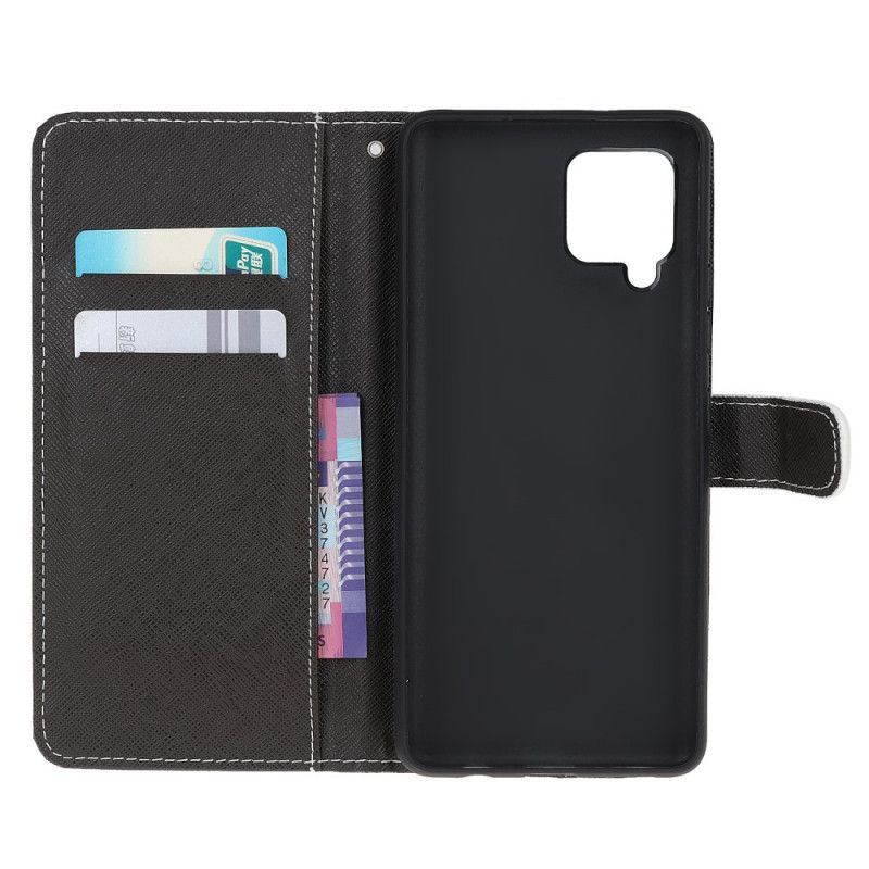 Etui Folio Samsung Galaxy A12 Wilk Zimą Ze Stringami Etui Ochronne