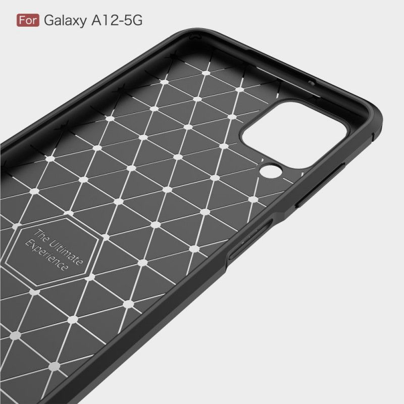 Etui Samsung Galaxy A12 Czerwony Czarny Szczotkowane Włókno Węglowe