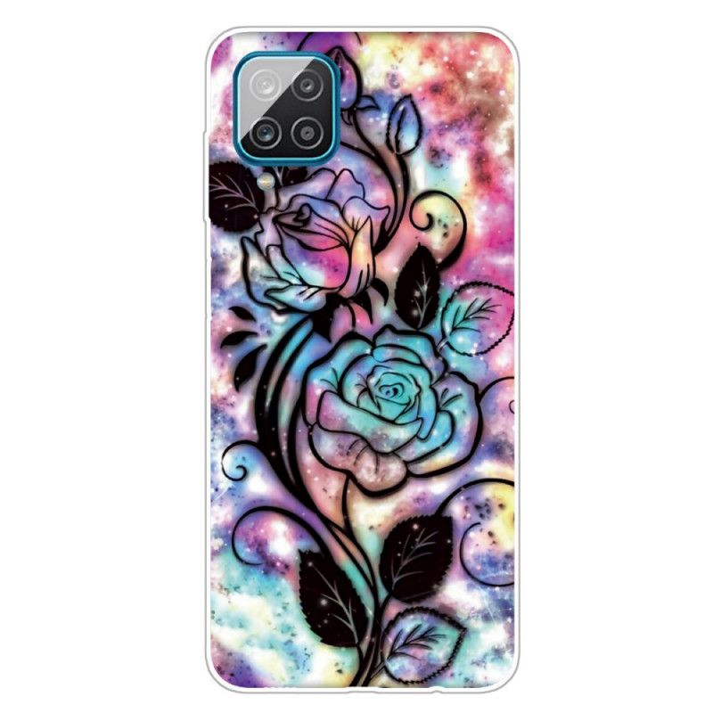 Etui Samsung Galaxy A12 Graficzny Kwiat