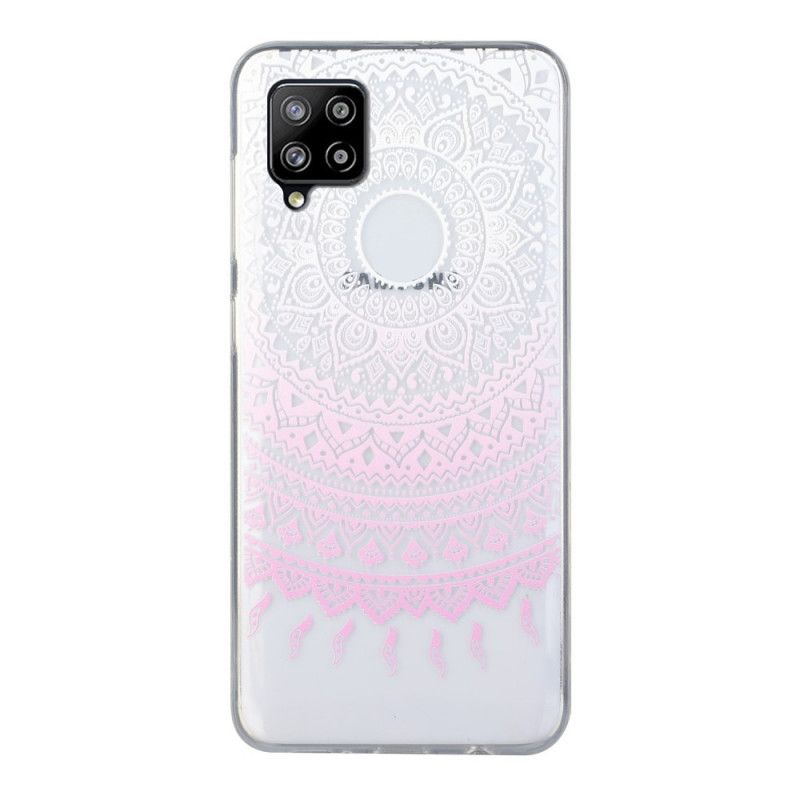 Etui Samsung Galaxy A12 Jasnoniebieski Różowy Przezroczysta Kolorowa Mandala Etui Ochronne