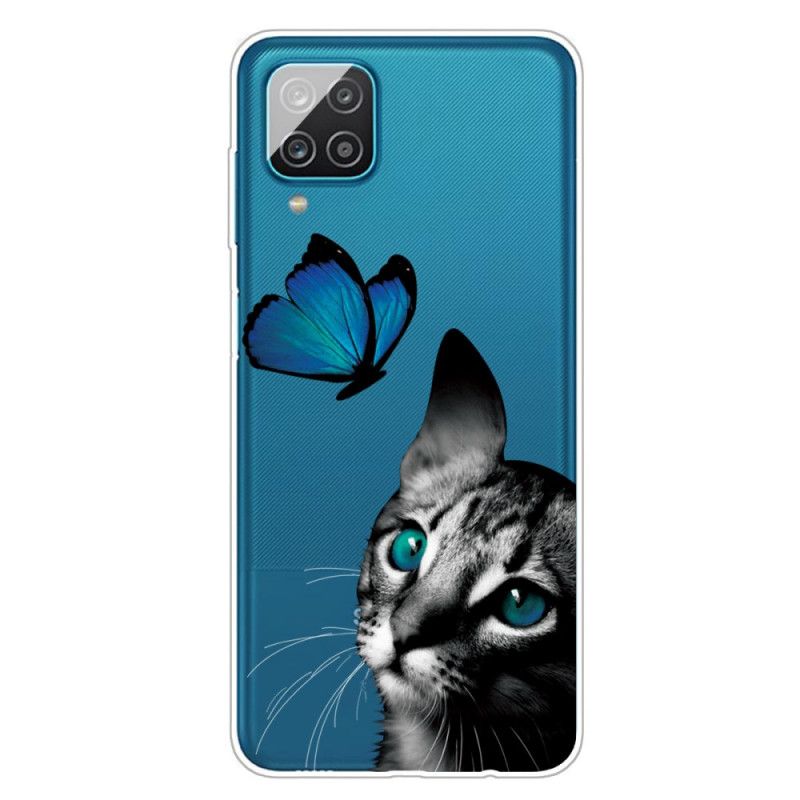 Etui Samsung Galaxy A12 Kot I Motyl Etui Ochronne