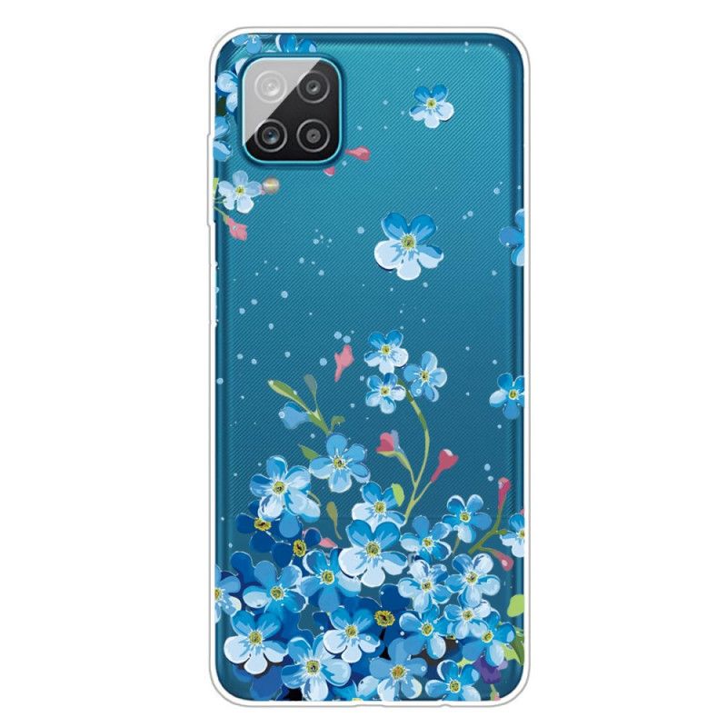 Etui Samsung Galaxy A12 Niebieskie Kwiaty Etui Ochronne