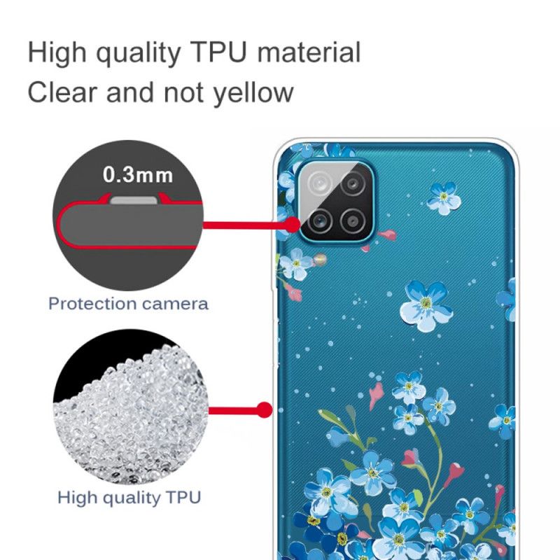 Etui Samsung Galaxy A12 Niebieskie Kwiaty Etui Ochronne