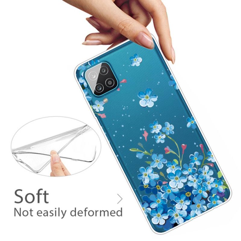 Etui Samsung Galaxy A12 Niebieskie Kwiaty Etui Ochronne