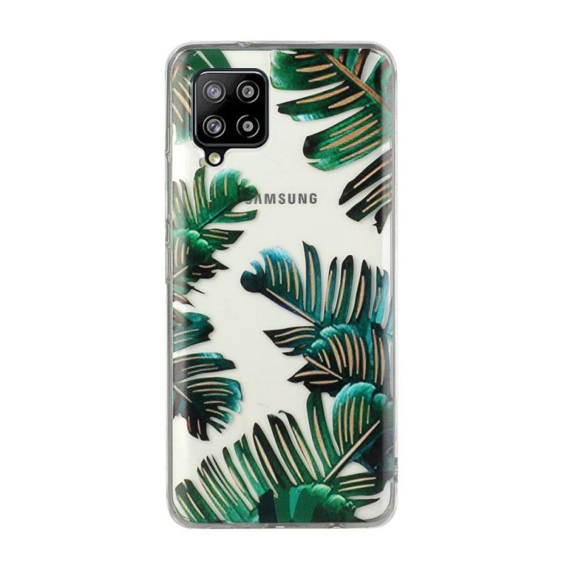 Etui Samsung Galaxy A12 Przezroczyste Zielone Liście Etui Ochronne