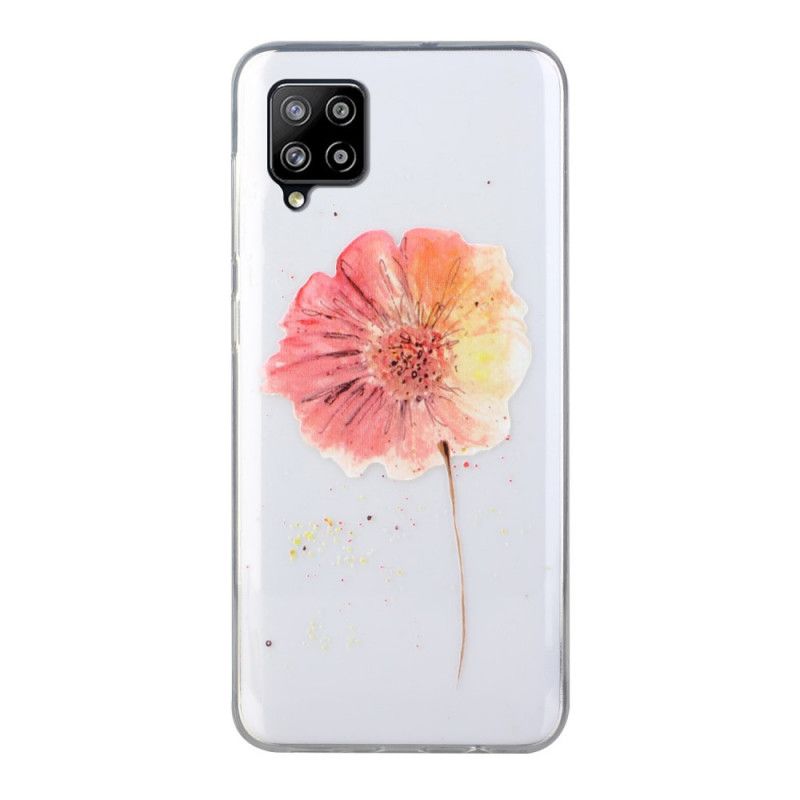 Etui Samsung Galaxy A12 Przezroczysty Mak Akwarela Etui Ochronne