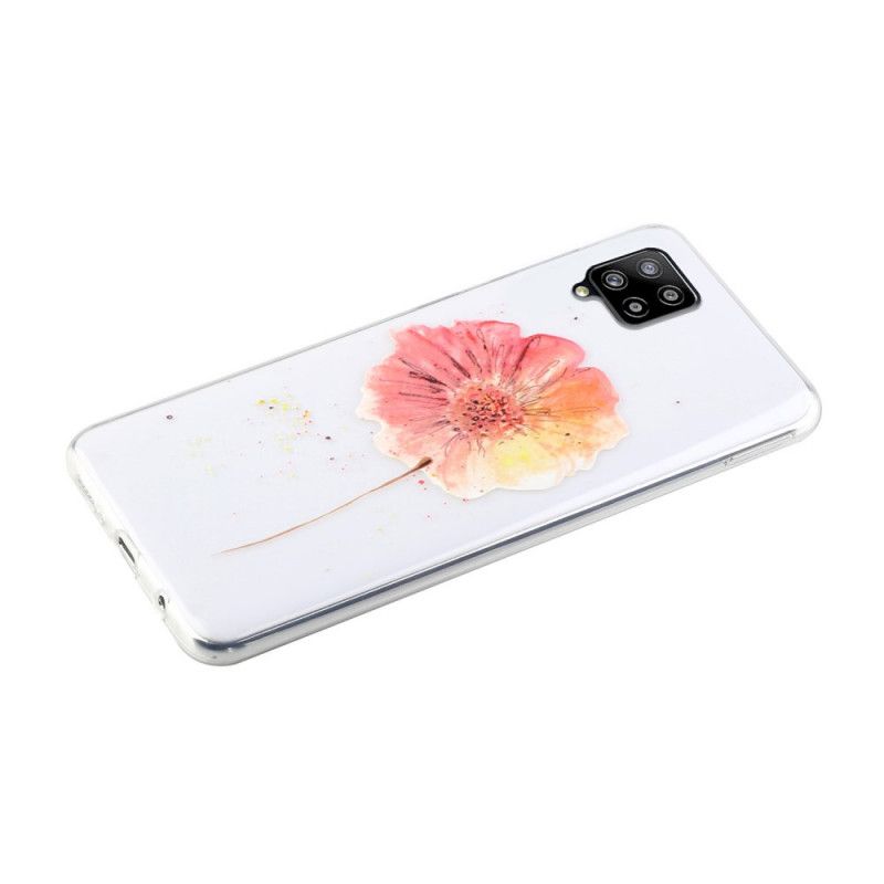 Etui Samsung Galaxy A12 Przezroczysty Mak Akwarela Etui Ochronne