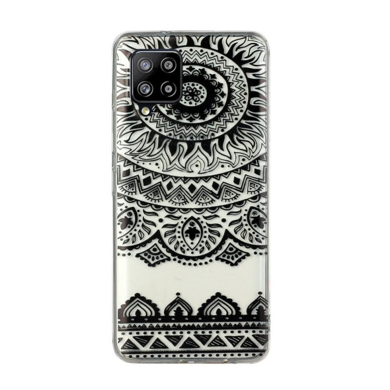 Etui Samsung Galaxy A12 Zielony Czarny Przezroczysta Mandala Kwiatowa