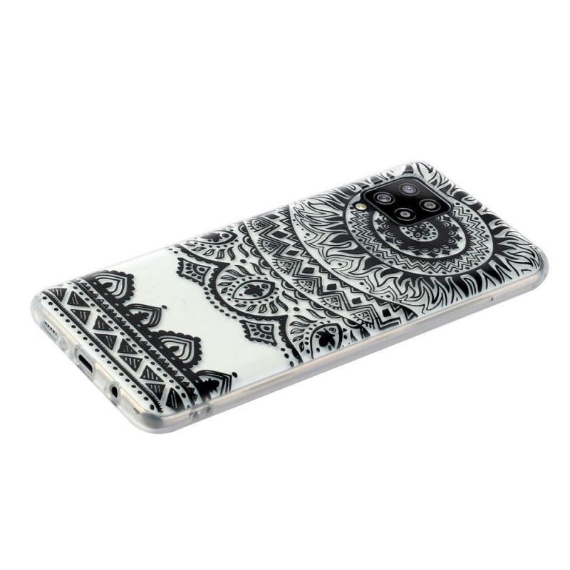 Etui Samsung Galaxy A12 Zielony Czarny Przezroczysta Mandala Kwiatowa