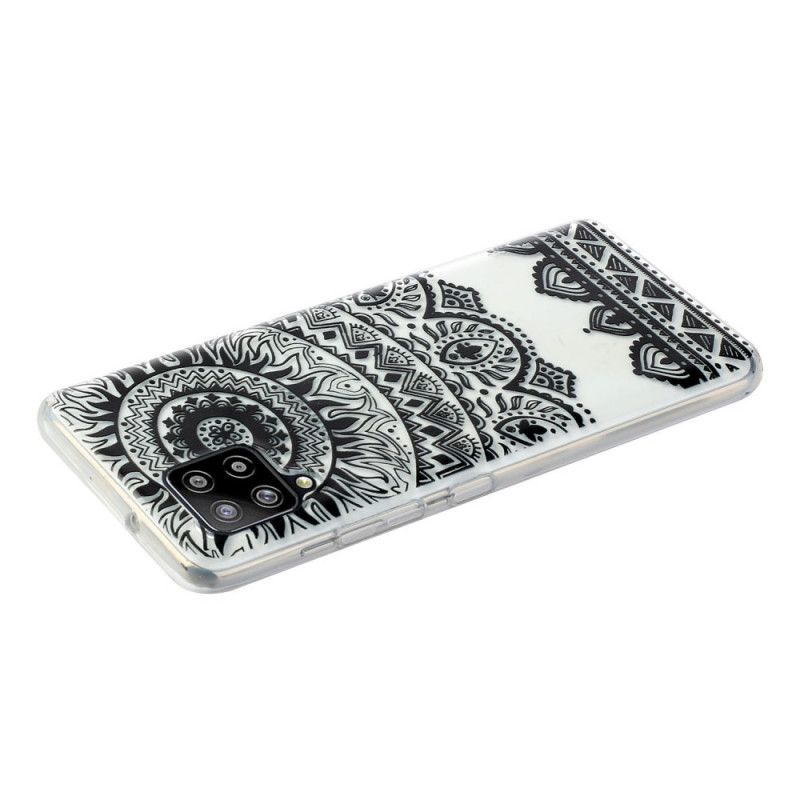 Etui Samsung Galaxy A12 Zielony Czarny Przezroczysta Mandala Kwiatowa