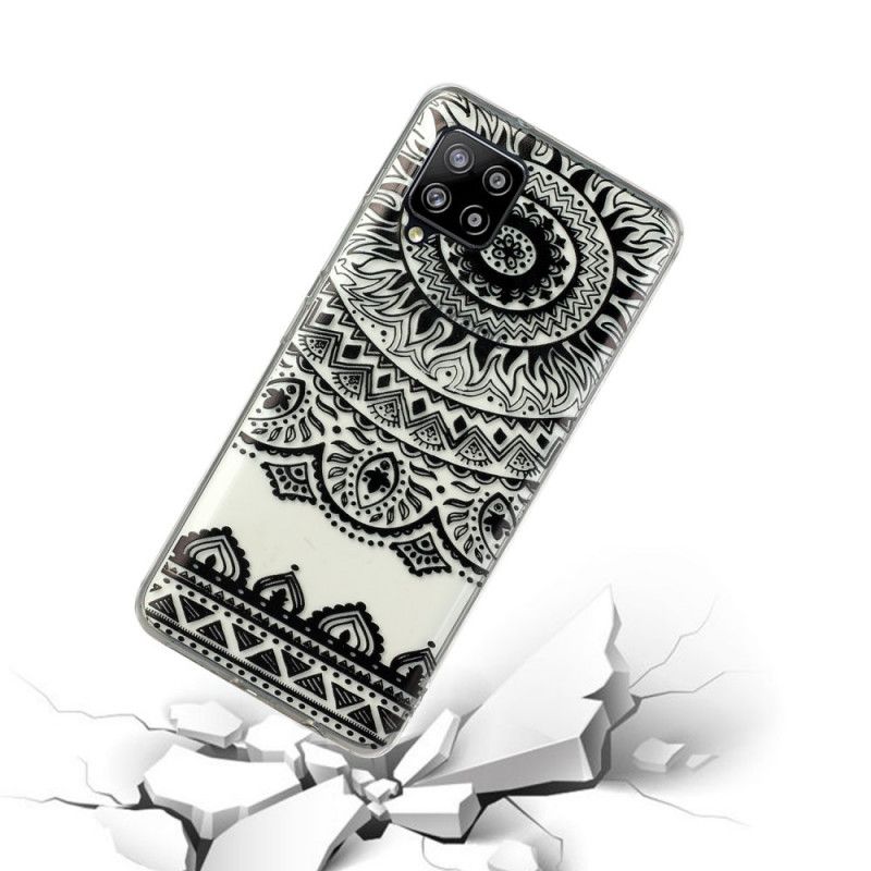 Etui Samsung Galaxy A12 Zielony Czarny Przezroczysta Mandala Kwiatowa