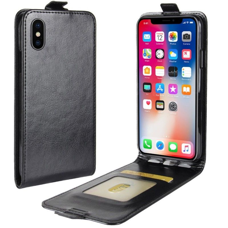 Etui Folio iPhone XS Biały Czarny Składanie W Stylu Retro