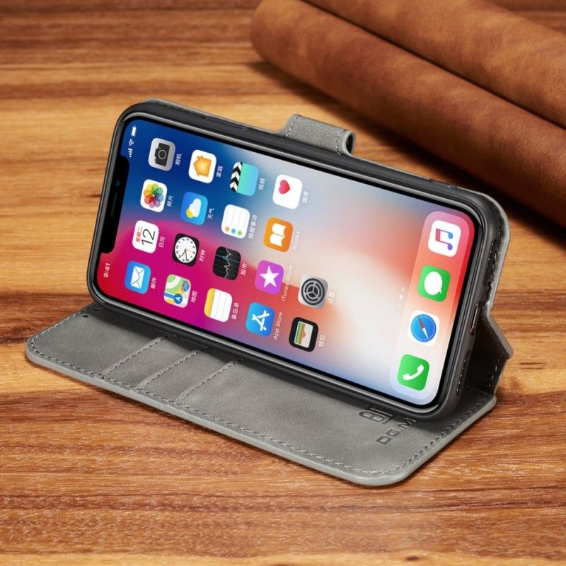 Etui Folio iPhone XS Szary Czarny Retro Dg.Ming