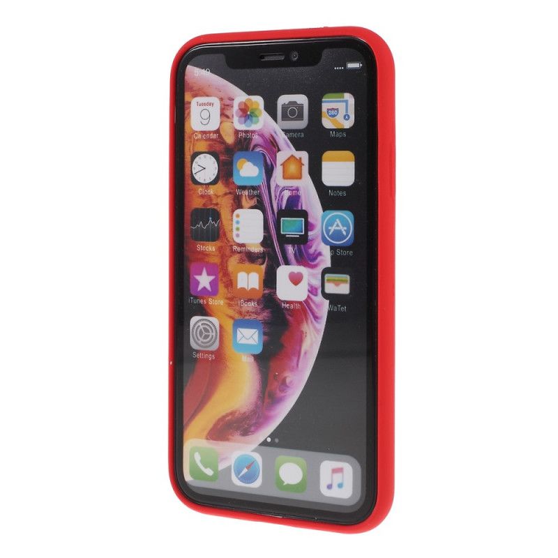 Etui iPhone XS Cyjan Czerwony Silikonowe Serce Etui Ochronne