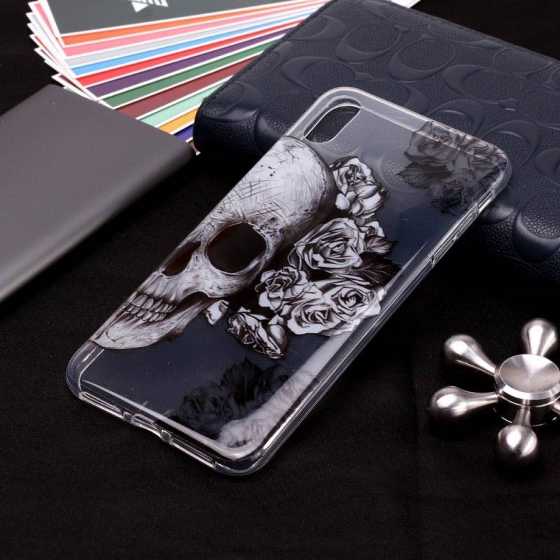 Etui iPhone XS Przezroczysta Kwiecista Czaszka Etui Ochronne