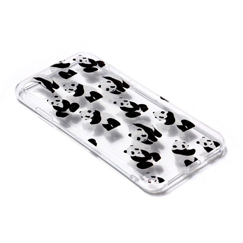 Etui iPhone XS Przezroczyste Pandy Z Brokatem Etui Ochronne