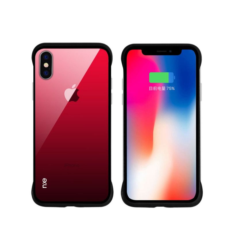 Futerały iPhone XS Różowy Czerwony Nxe Kolory Hartowanego Szkła