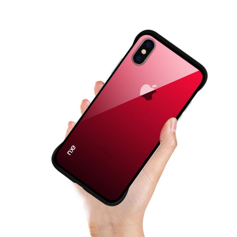 Futerały iPhone XS Różowy Czerwony Nxe Kolory Hartowanego Szkła