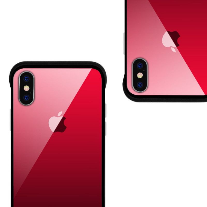 Futerały iPhone XS Różowy Czerwony Nxe Kolory Hartowanego Szkła