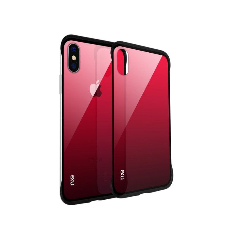 Futerały iPhone XS Różowy Czerwony Nxe Kolory Hartowanego Szkła