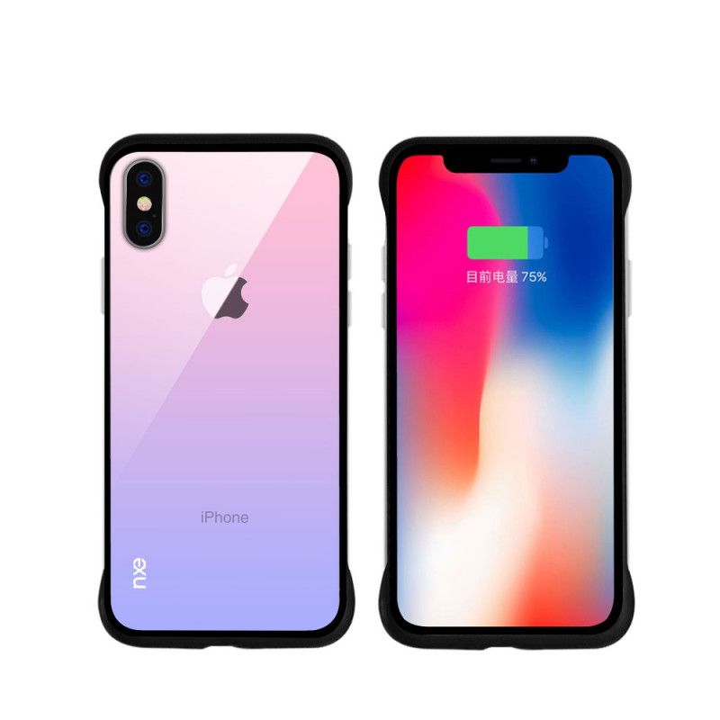 Futerały iPhone XS Różowy Czerwony Nxe Kolory Hartowanego Szkła