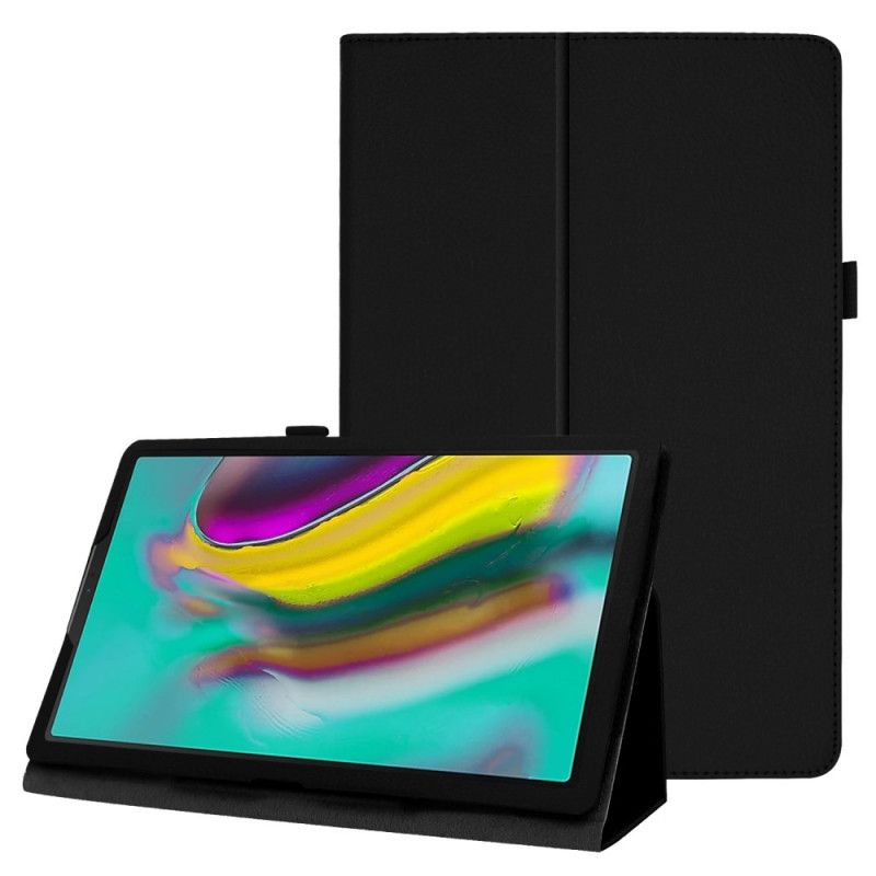 Etui Folio Samsung Galaxy Tab A 10.1 (2019) Biały Czarny 2 Klapy Z Imitacji Skóry Liczi Etui Ochronne