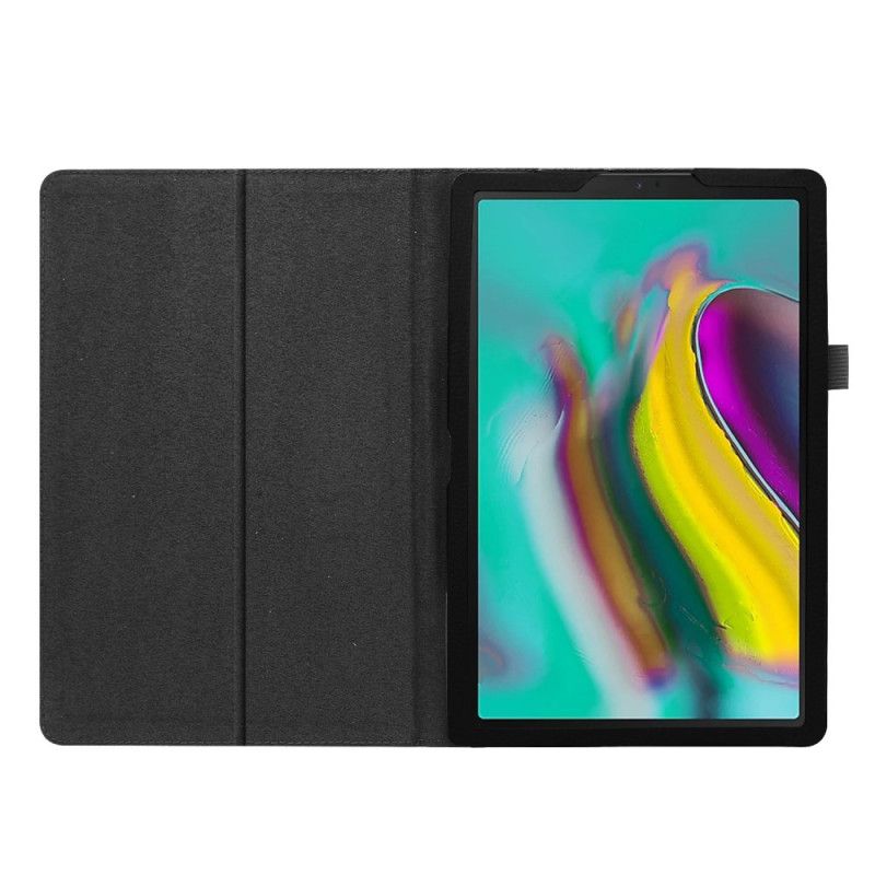 Etui Folio Samsung Galaxy Tab A 10.1 (2019) Biały Czarny 2 Klapy Z Imitacji Skóry Liczi Etui Ochronne