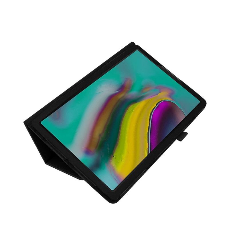 Etui Folio Samsung Galaxy Tab A 10.1 (2019) Biały Czarny 2 Klapy Z Imitacji Skóry Liczi Etui Ochronne