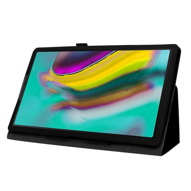 Etui Folio Samsung Galaxy Tab A 10.1 (2019) Biały Czarny 2 Klapy Z Imitacji Skóry Liczi Etui Ochronne