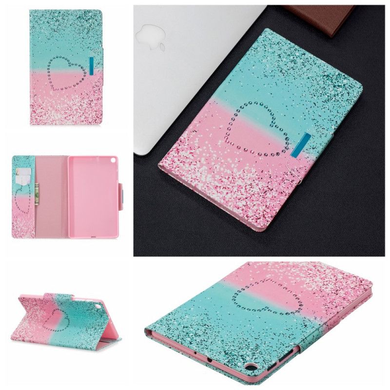 Etui Folio Samsung Galaxy Tab A 10.1 (2019) Brokatowe Serce Z Wzorem