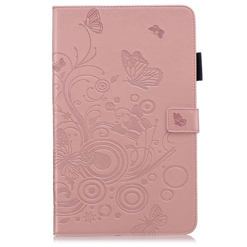 Etui Folio Samsung Galaxy Tab A 10.1 (2019) Fioletowy Jasnoniebieski Motyle I Kwiaty