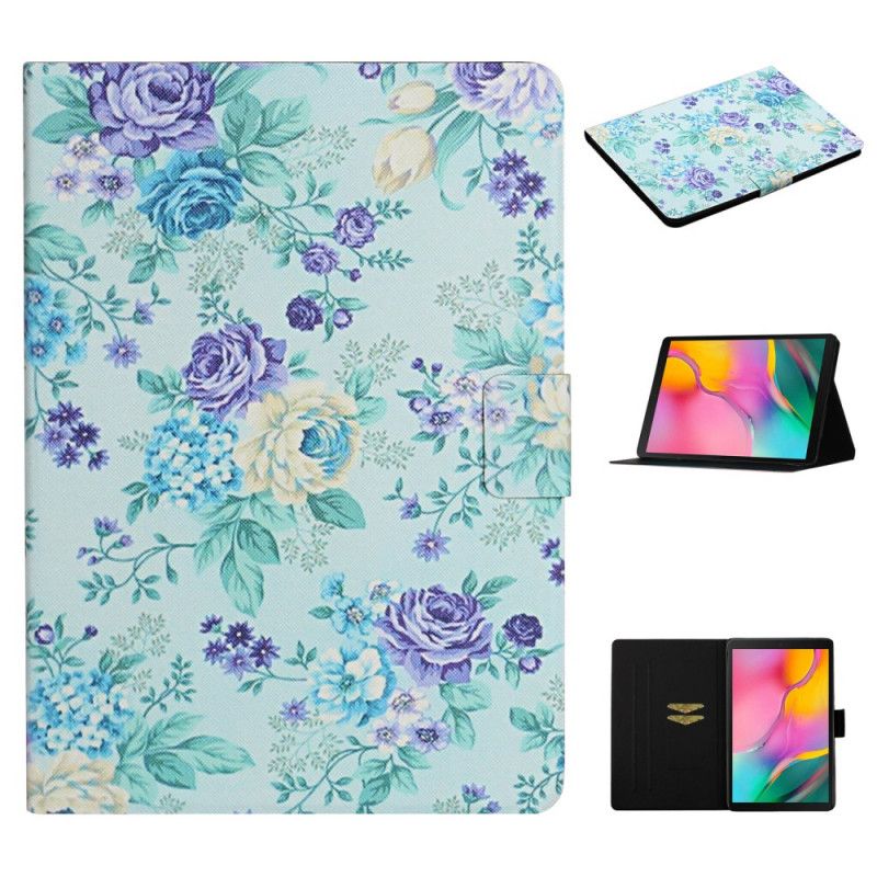 Etui Folio Samsung Galaxy Tab A 10.1 (2019) Żółty Szary Kwiaty Kwiaty Kwiaty