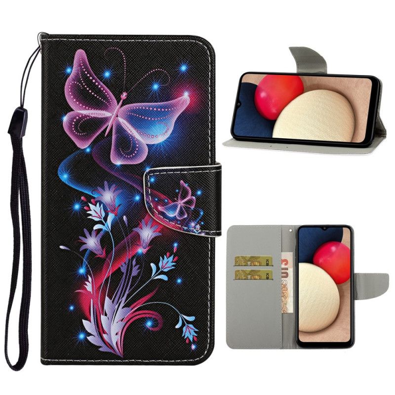 Etui Folio Samsung Galaxy A52 4G / A52 5G Biały Czarny Motyle I Stringi