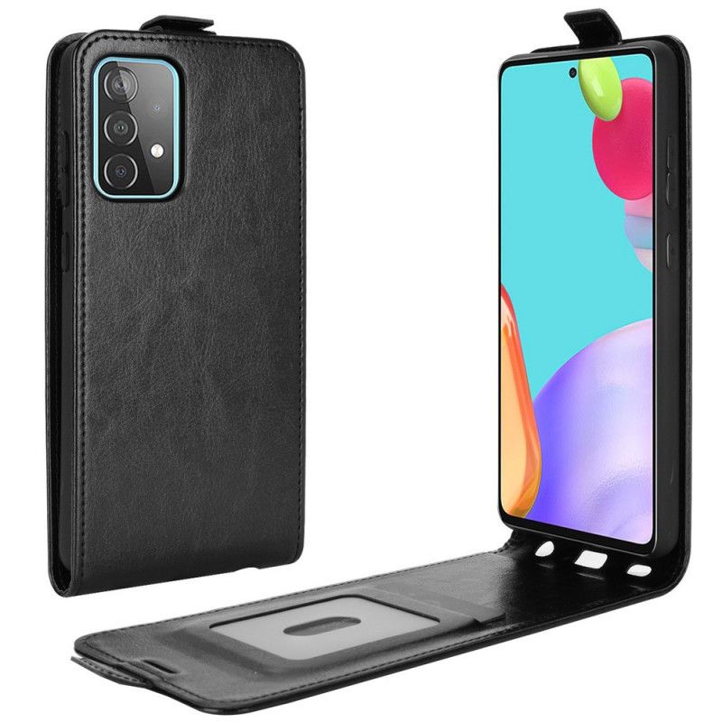 Etui Folio Samsung Galaxy A52 4G / A52 5G Biały Czarny Pionowa Klapa Z Efektem Skóry