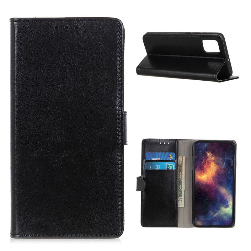 Etui Folio Samsung Galaxy A52 4G / A52 5G Biały Czarny Wyrafinowany Efekt Błyszczącej Skóry Etui Ochronne