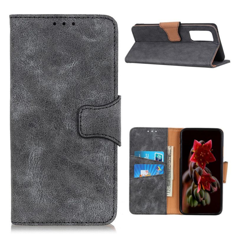 Etui Folio Samsung Galaxy A52 4G / A52 5G Brązowy Szary Dwoina W Stylu Vintage Etui Ochronne