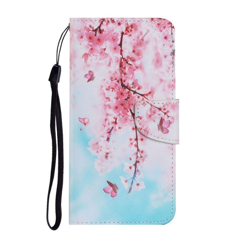 Etui Folio Samsung Galaxy A52 4G / A52 5G Czerwone Gałązki Ze Stringami Etui Ochronne