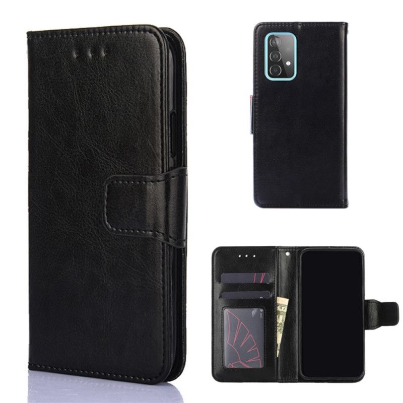 Etui Folio Samsung Galaxy A52 4G / A52 5G Czerwony Czarny Błyszcząca Imitacja Skóry Etui Ochronne