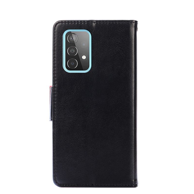 Etui Folio Samsung Galaxy A52 4G / A52 5G Czerwony Czarny Błyszcząca Imitacja Skóry Etui Ochronne