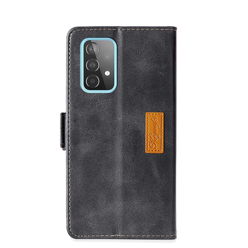 Etui Folio Samsung Galaxy A52 4G / A52 5G Czerwony Czarny Dwukolorowa Sztuczna Skóra