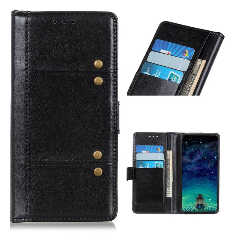 Etui Folio Samsung Galaxy A52 4G / A52 5G Czerwony Czarny Efekt Antycznej Skóry Etui Ochronne