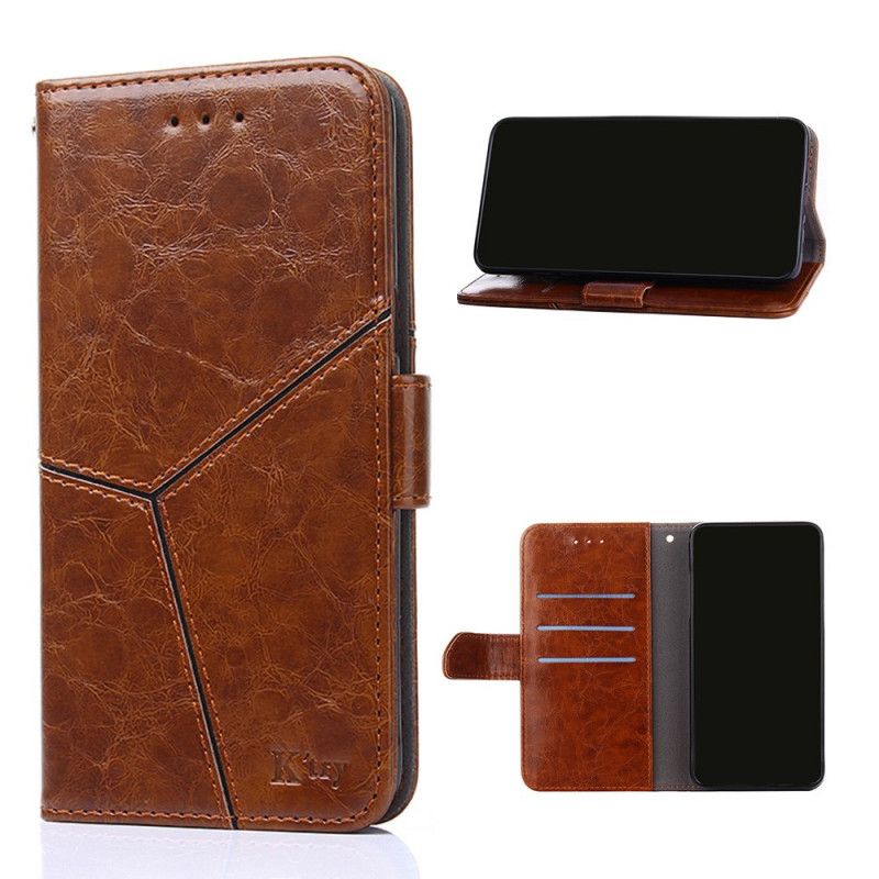 Etui Folio Samsung Galaxy A52 4G / A52 5G Czerwony Czarny Geometryczny Efekt Skóry Etui Ochronne