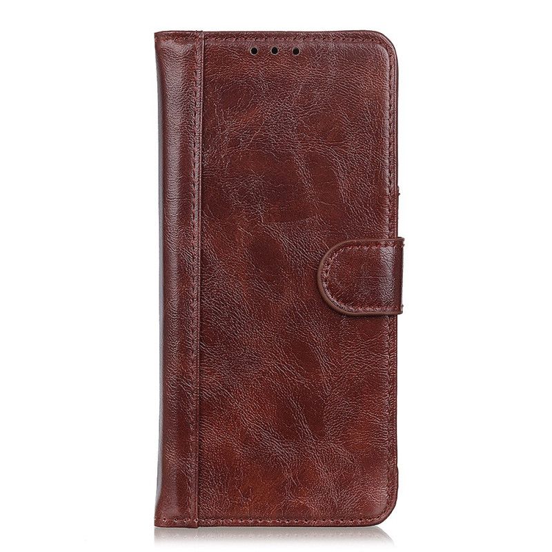 Etui Folio Samsung Galaxy A52 4G / A52 5G Czerwony Czarny Styl Dwoiny Błyszczącej Skóry