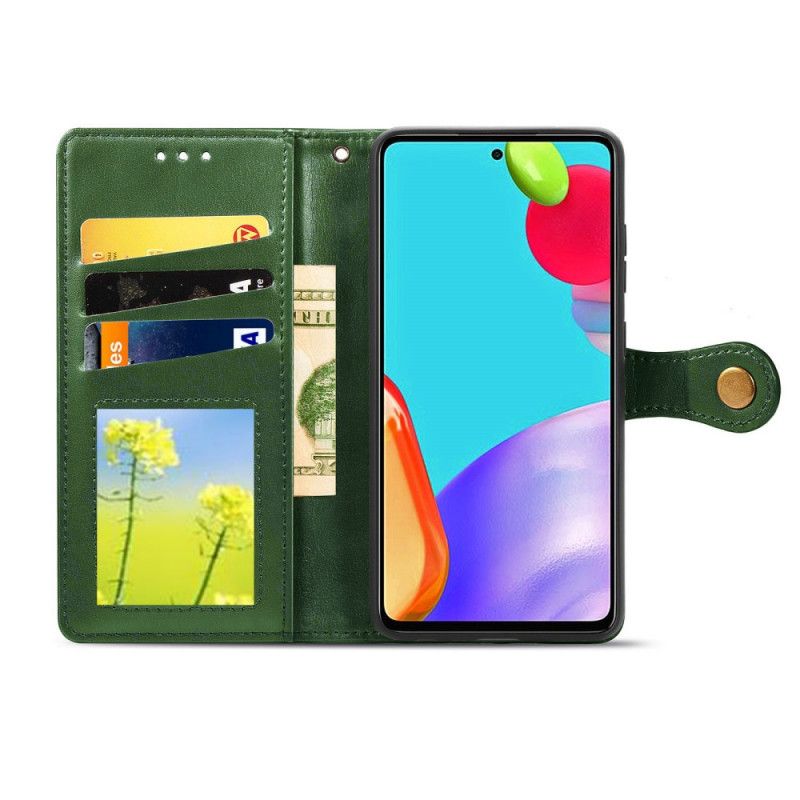 Etui Folio Samsung Galaxy A52 4G / A52 5G Czerwony Czarny Sztuczna Skóra I Zapięcie Vintage Etui Ochronne