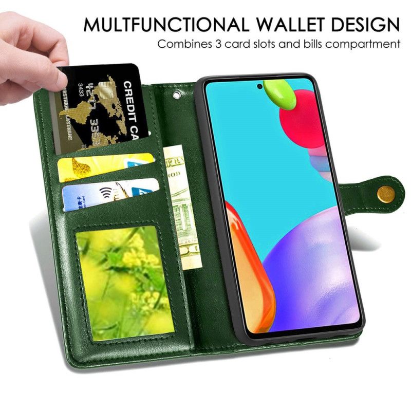 Etui Folio Samsung Galaxy A52 4G / A52 5G Czerwony Czarny Sztuczna Skóra I Zapięcie Vintage Etui Ochronne