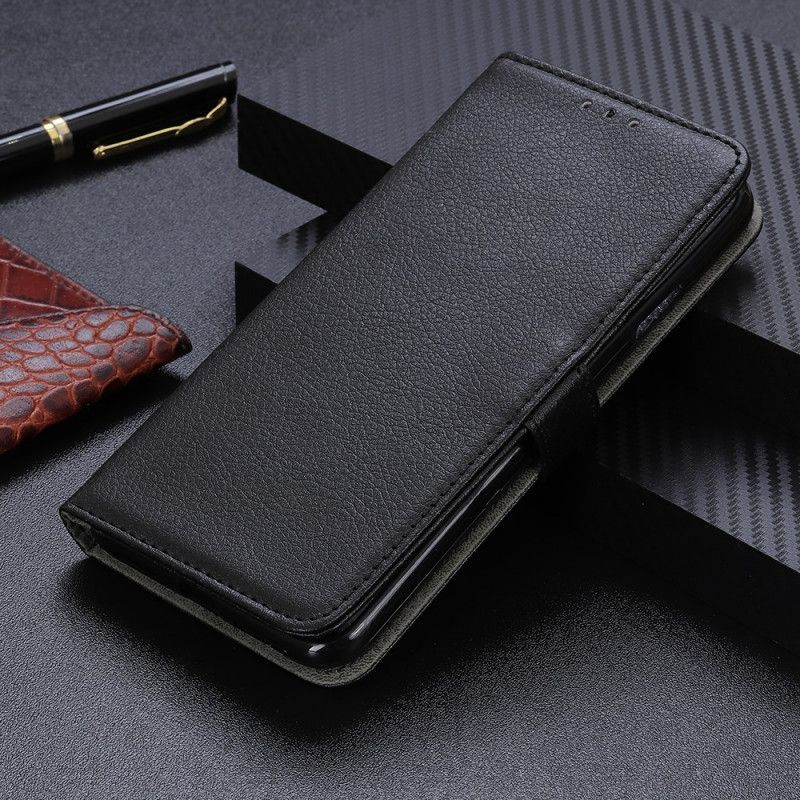 Etui Folio Samsung Galaxy A52 4G / A52 5G Czerwony Czarny Tradycyjnie Liczi Etui Ochronne